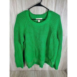 COPY - MICHAEL KORS Gold Stud Detail Dark Green Sweater Knit Top Size Large